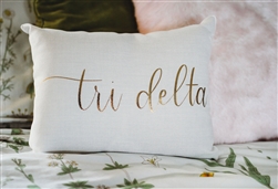 Gold Script Throw Pillow - Tri Delta
