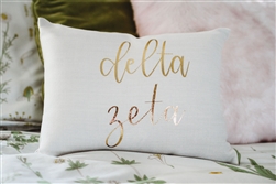 Gold Script Throw Pillow - Delta Zeta