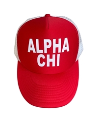 Alpha Chi Red with White Trucker