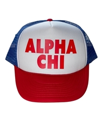 Alpha Chi Red-White-Blue Trucker