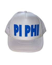 Pi Phi White with Bright Blue Trucker