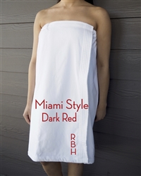 White Towel Wrap - Miami - Dark Red