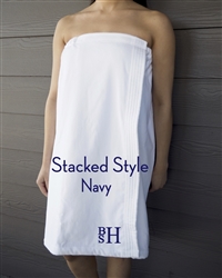White Towel Wrap - Stacked - Navy