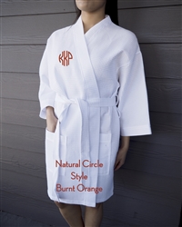 White Waffle Robe - NC - Burnt Orange