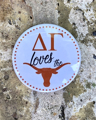 Delta Gamma Loves the Horns White Pin (3 inch)