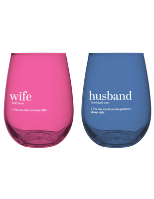 Husband & Wife Stemless Glasses