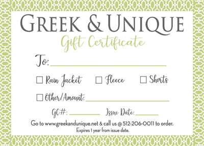 Gift Certificate (emailed & texted)