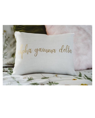 Gold Script Throw Pillow - Alpha Gamma Delta
