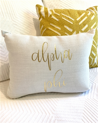 Gold Script Throw Pillow - Alpha Phi