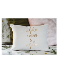 Gold Script Throw Pillow - Alpha Sigma Alpha