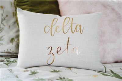Gold Script Throw Pillow - Delta Zeta