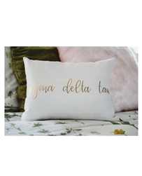 Gold Script Throw Pillow - Sigma Delta Tau