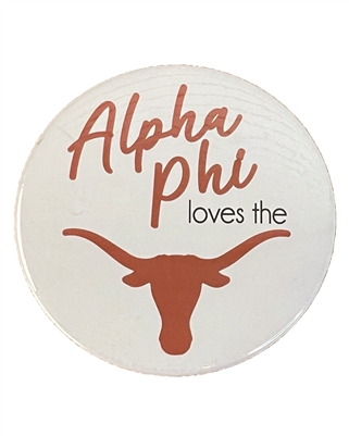 Alpha Phi White Loves the Horns Pin (3 inch)