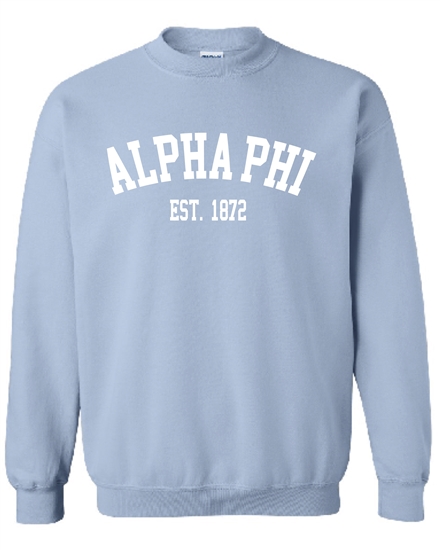 Lt. Blue Sweatshirt (Varsity)- Alpha Phi