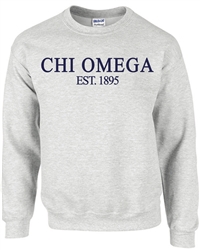 Grey Sweatshirt (Classic Style- navy) -Chi Omega