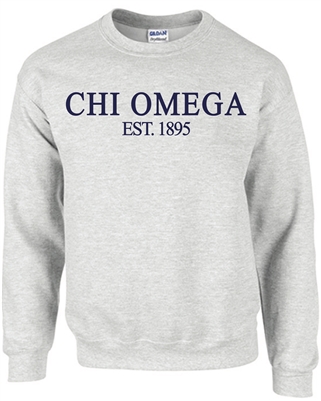 Grey Sweatshirt (Classic Style- navy) -Chi Omega