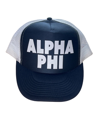 Alpha Phi Navy with White Trucker