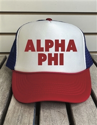 Alpha Phi Red-White-Blue Trucker
