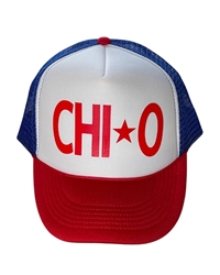 Chi Omega Red-White-Blue Trucker