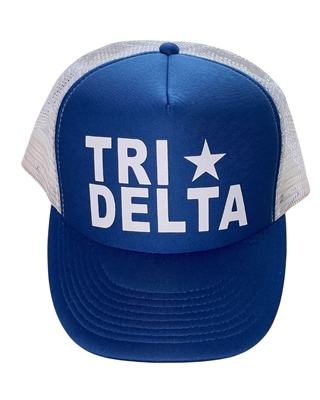 Tri Delta Royal Blue with White Trucker