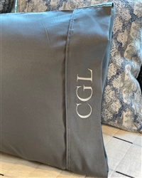 Gray Pillowcase with Initials - Silver Thread