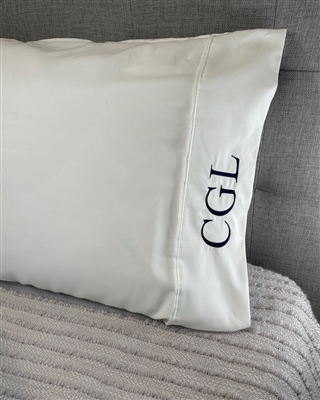 White Pillowcase with Initials- Choose Your Thread