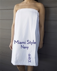 White Towel Wrap - Miami - Navy