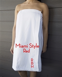 White Towel Wrap - Miami - Red