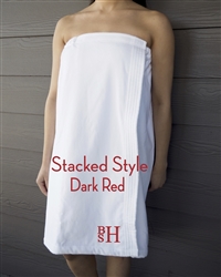 White Towel Wrap - Stacked - Dark Red