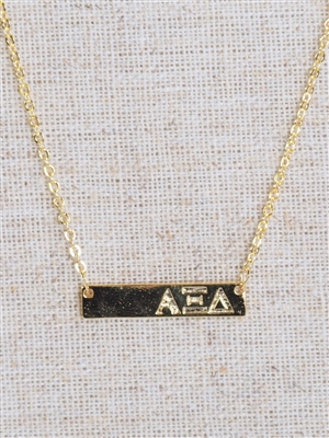 Sorority Gold Bar Necklace - Alpha Xi Delta