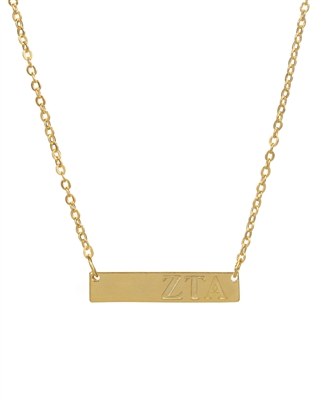Sorority Gold Bar Necklace -  Zeta