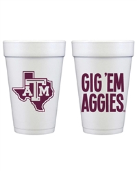 A&M Gig 'Em Styrofoam Cups- style 2