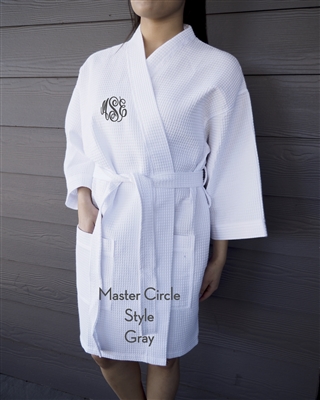 White Waffle Robe - NC - Gray