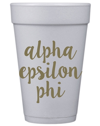 Gold Styrofoam Cups - Alpha Epsilon Phi